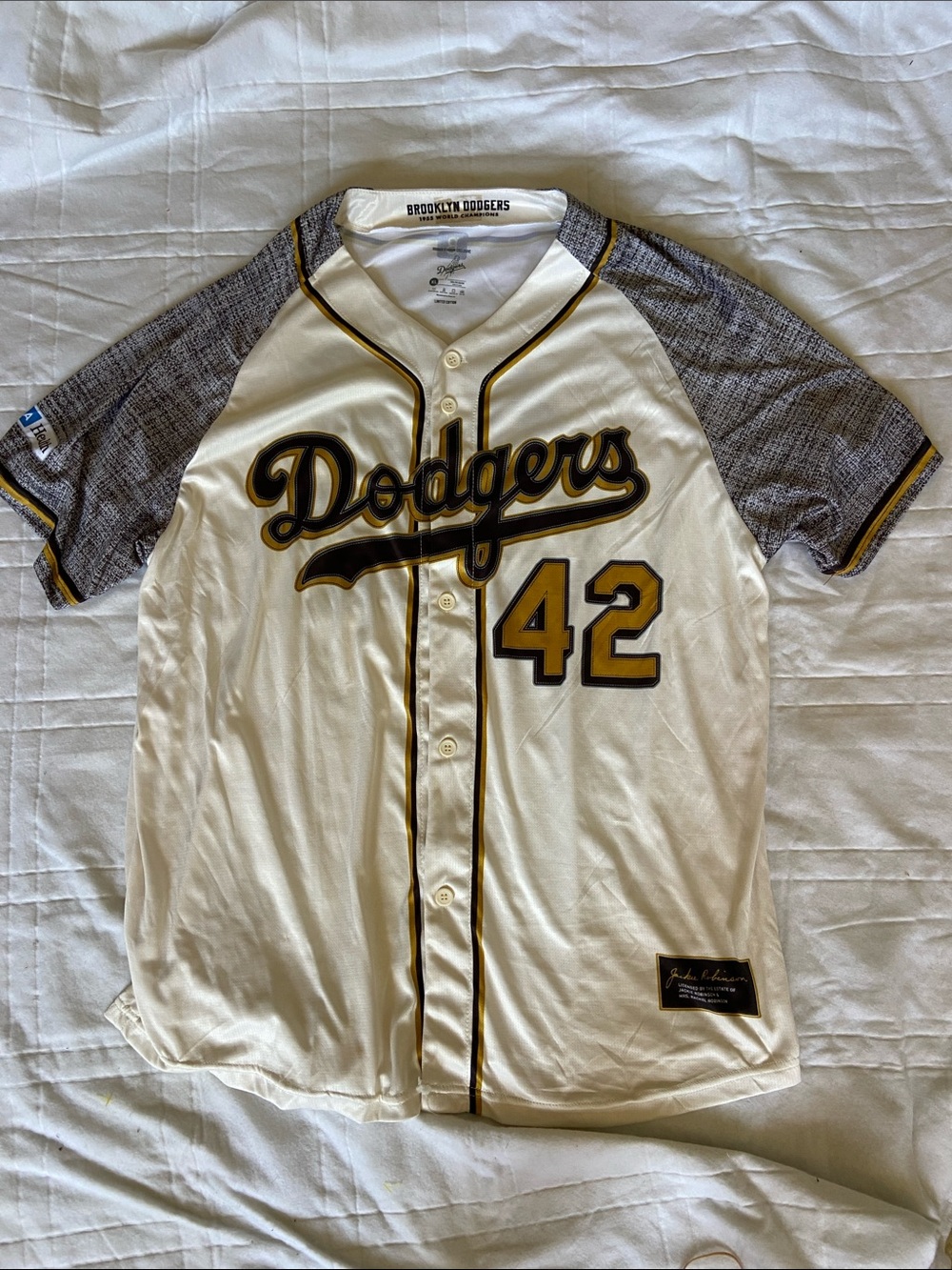 Dodgers 1955 First World Championship Jackie Robinson Jersey